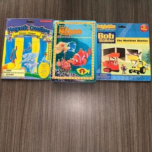 3 Magnetic activity play boards, bob the builder, finding Nemo, circus